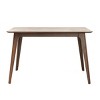 Indoor 4 Seats Walnut Wood Kitchen Side Table,Dining Room Table With Oak Veneer,Solid Rubberwood Rectangle Dining Table-Coolbibila - 3 of 4