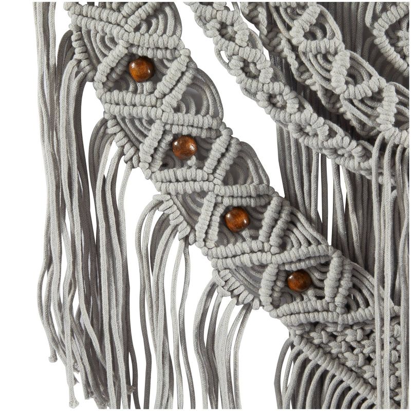 Cotton Macrame Intricately Weaved Wall Decor with Beaded Fringe Tassels - Olivia & May, 5 of 6