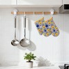 REGALWOVEN Cotton Heat Resistant Stain-Resistant Oven Mitts 2 Pcs with Pot Holders 4 Pcs 11x7.1inch - 2 of 4