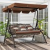 COWLOWN Brown 3 Seat Outdoor Swing for Adults, Rattan Patio Swing, Removable Cushion, Stand, Perfect for Garden and Deck - 4 of 4