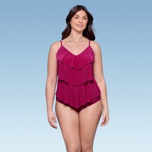 Aqua Green, Women's Triple Tier Tankini - 1 of 3