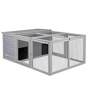 Aivituvin Outdoor Rabbit Hutch with Runs | Waterproof Bunny Hutch (Inner Space 17.46 ft²）-AIR28 - 1 of 4