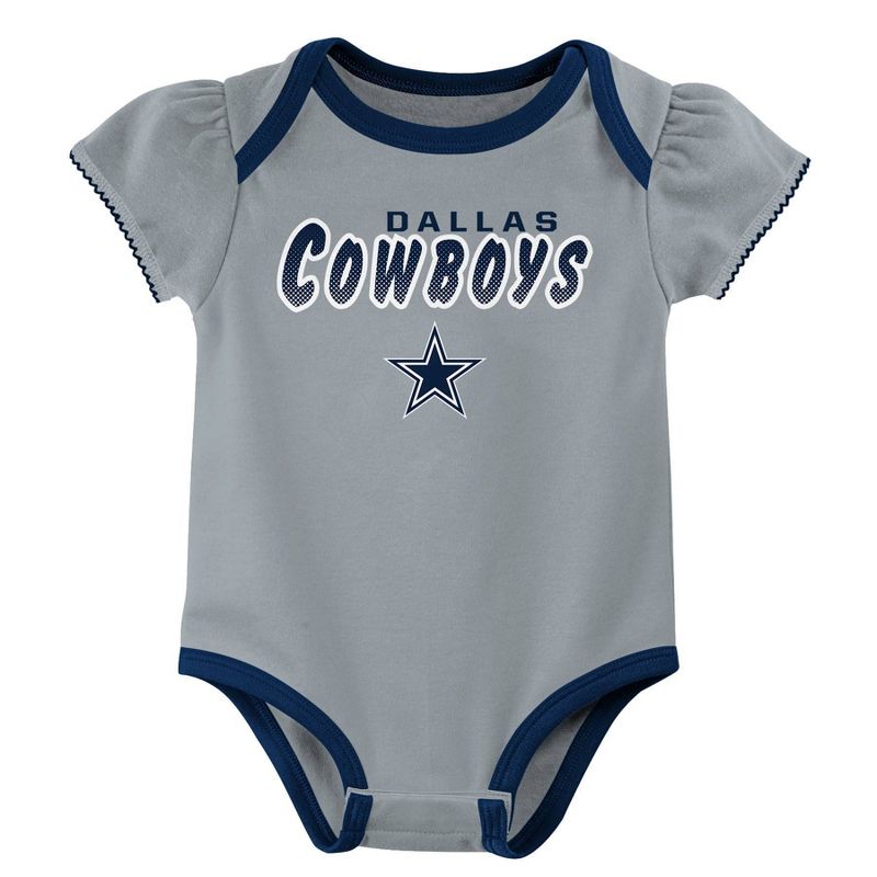 NFL Dallas Cowboys Baby Girls&#39; 3pk Onesies, 3 of 5
