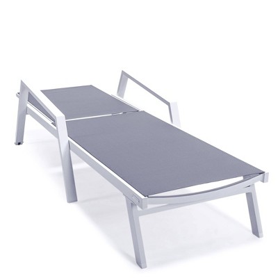 Gray Aluminum Patio Chaise Lounge Chair with Adjustable Backrest