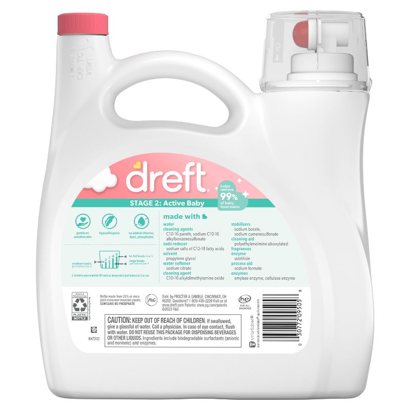 Dreft Stage 2: Active Baby HE Compatible Liquid Laundry Detergent, 4 of 10