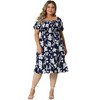 Agnes Orinda Women's Plus Size Smock Ruffle Short Sleeve Floral Flared Flowy Dresses - 3 of 4