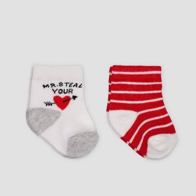 Baby Boys' 2pk Mr Steal Your Heart Crew Socks - Just One You® made by carter's Red 0-6M