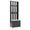 TIRAMISUBEST 4-in-1 Hall Tree with Cushion - Luxury Entryway Bench with 8 Gold Hooks, Fluted Doors & Storage (Black 23.6"x70.8") - 3 of 4