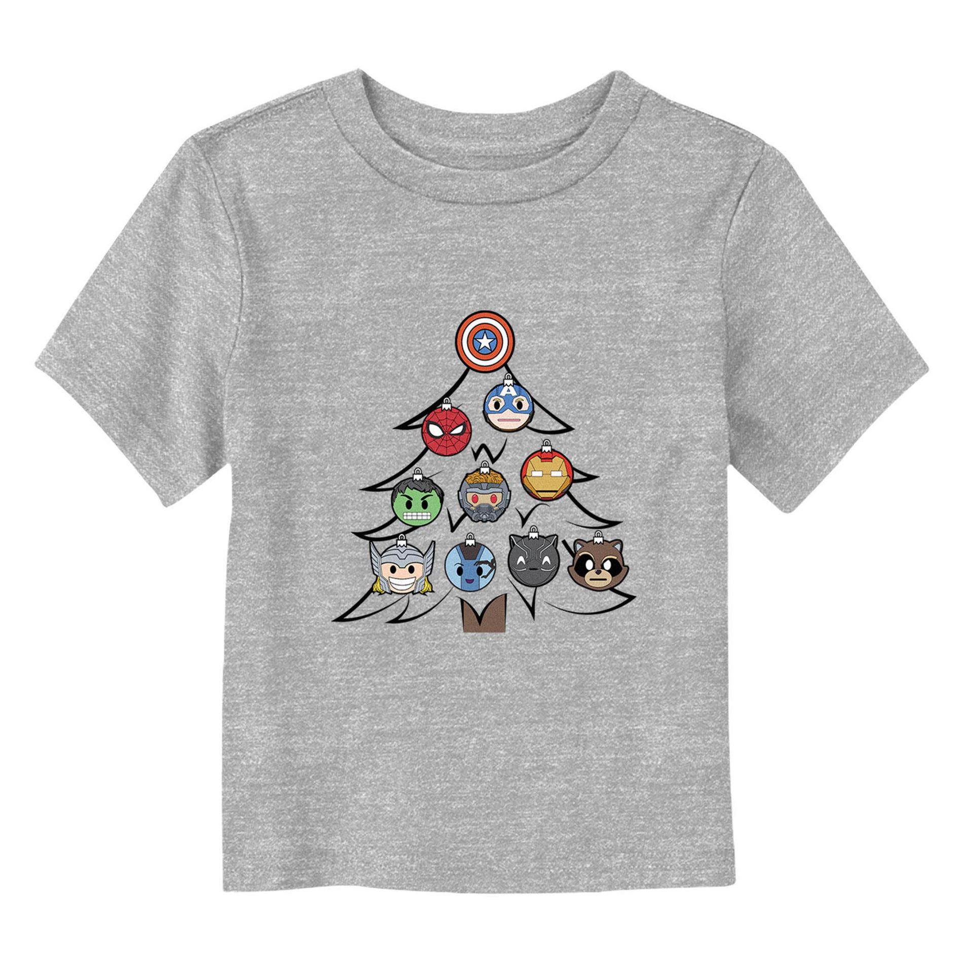 Toddler's Marvel Christmas Tree Superheroes Ornaments  T-Shirt - Athletic Heather - 5T