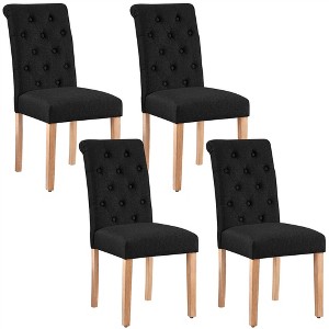 Yaheetech Set of 4 Tufted Upholstered Faux Leather Dining Chairs with Solid Wood Legs - 1 of 4