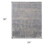 Gray Ivory and Blue Abstract Hand Woven Worn Faded Area Rug - 3 of 3