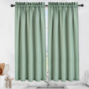 Waffle Weave Waterproof Small Curtain - Decorative Window Cover. Water-Resistant, Easy to Clean & Ideal for Kitchen, Bathroom, RV or Small Spaces - 1 of 4