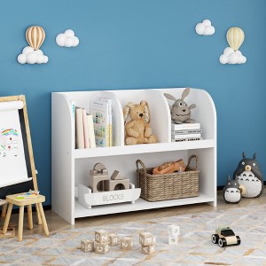 INFURNIC Decorative Bookshelf Kids Bookcase With 4 Compartments, Storage Book Shelf, Storage Display For Playroom, White, 31.5"*11.81"*23.62" - 1 of 4