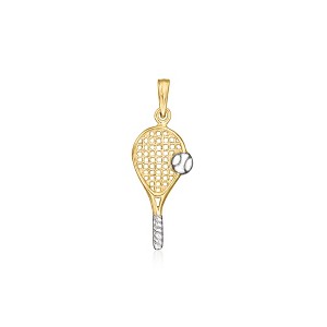 Ross-Simons 10kt 2-Tone Gold Tennis Racket Pendant Size 1.13 - 1 of 4