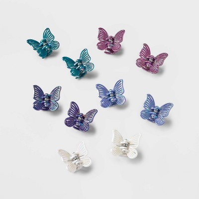 Small Butterfly Hair Clip with blue beads