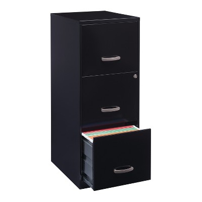 Black Vertical 3-Drawer Lockable Steel File Cabinet