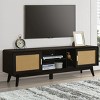 63'' Boho Rattan TV Stand for 65 Inch TV, Media Console with 2 Storage Cabinets for Living Room Bedroom-3irtyhousy - 2 of 4