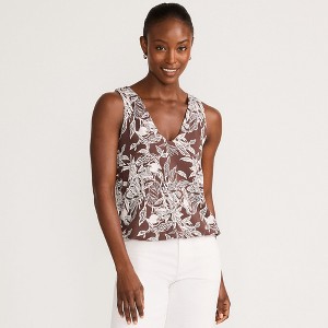 Lands' End Women's Lightweight Jersey Blouson Vneck Tank - 1 of 4