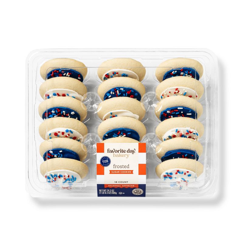 Patriotic Blue &#38; White Frosted Sugar Cookies - 24.3oz/18ct - Favorite Day&#8482;, 1 of 5