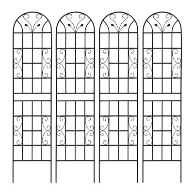 Lirago Black, 86.61"H * 19.68"W * 0.51"D, 4 pieces, Weatherproof Multi-functional Outdoor Screen - Laser-Cut Galvanized Steel Panel