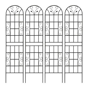 Lirago Black 4 pieces Weatherproof Multi-functional Outdoor Screen-Laser-Cut Galvanized Steel Panel 86.61"Hx19.68"Wx0.51"D - 1 of 4