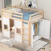 Twin Size Wooden Loft Bed with Built-in Storage Wardrobe and 2 Windows - ModernLuxe - 2 of 4