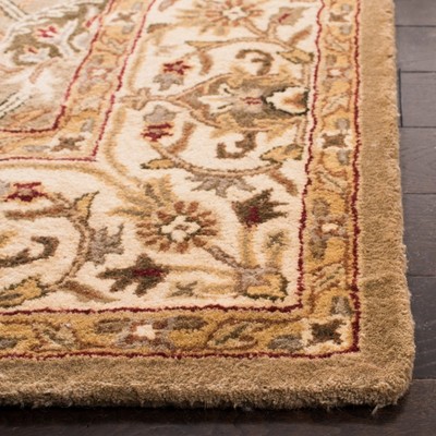 Handmade Light Green and Beige Wool Tufted Runner Rug
