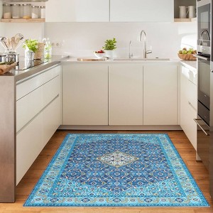 Vintage Area Rug - Rug for Living Room, Washable Rug, Non Slip Stain-Resistant Carpet, Low Pile Soft Vintage Design, Perfect for Bedroom & Dining Room - 1 of 4