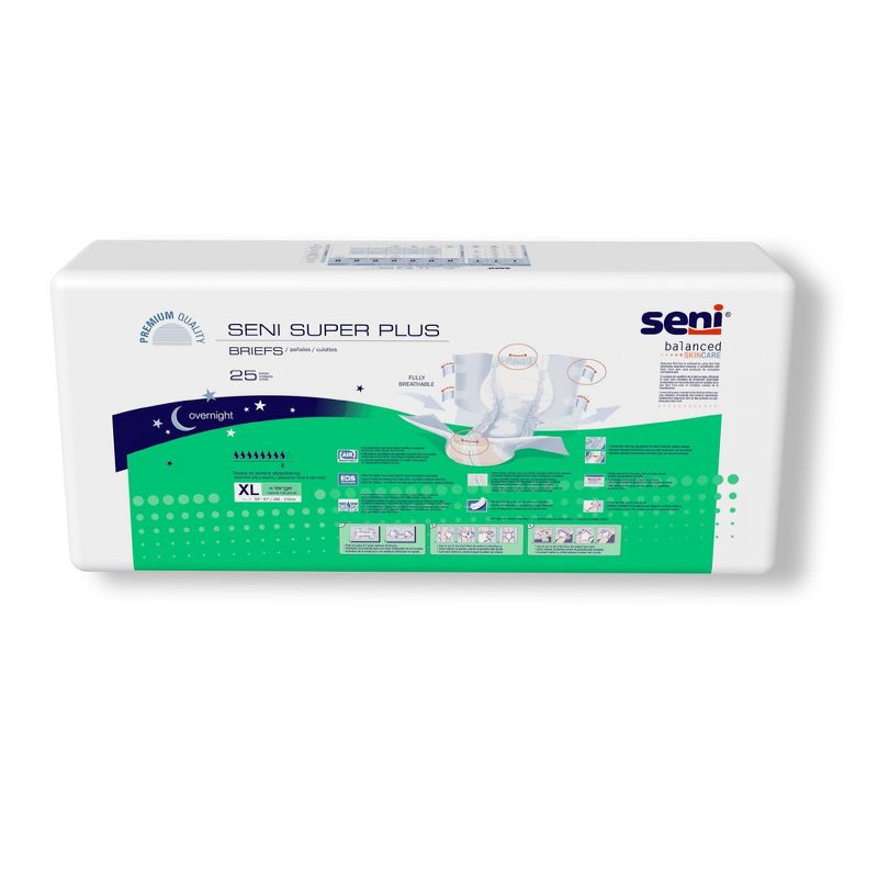 Seni Super Plus Adult Incontinence Brief XL Heavy Absorbency Breathable / Overnight, S-XL25-BP1, Severe, 4 of 7
