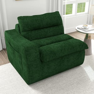 DOMETOUR Lazy floor sofa, modern floor lounge chair with left arm, comfortable beanbag sofa, suitable for living room bedroom office - Green - 1 of 4