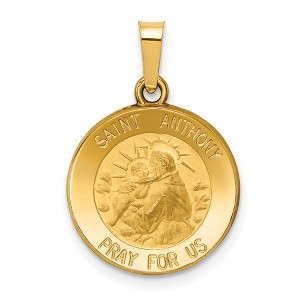 Black Bow Jewelry 14k Yellow Gold Hollow St. Anthony Medal Pendant, 15mm (9/16 Inch) - 1 of 4