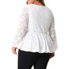 Agnes Orinda Women's Plus Size Casual Elegant V Neck Long Sleeve Floral Peplum Lace Blouses - 4 of 4