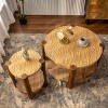 35" Mid Century Round Coffee Table with Storage Shelf,2-Tier Solid Wood Center Table for Living Room or Small Space–The Pop Home - 3 of 4