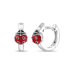 Girls' Ladybug Huggie Hoop Sterling Silver Earrings - In Season Jewelry - 1 of 4