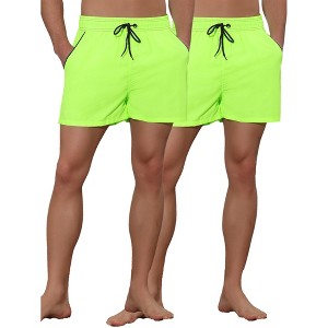 Lars Amadeus Men's Beach Solid Drawstring Elastic Waist Summer Board Shorts 2 Pack - 1 of 4