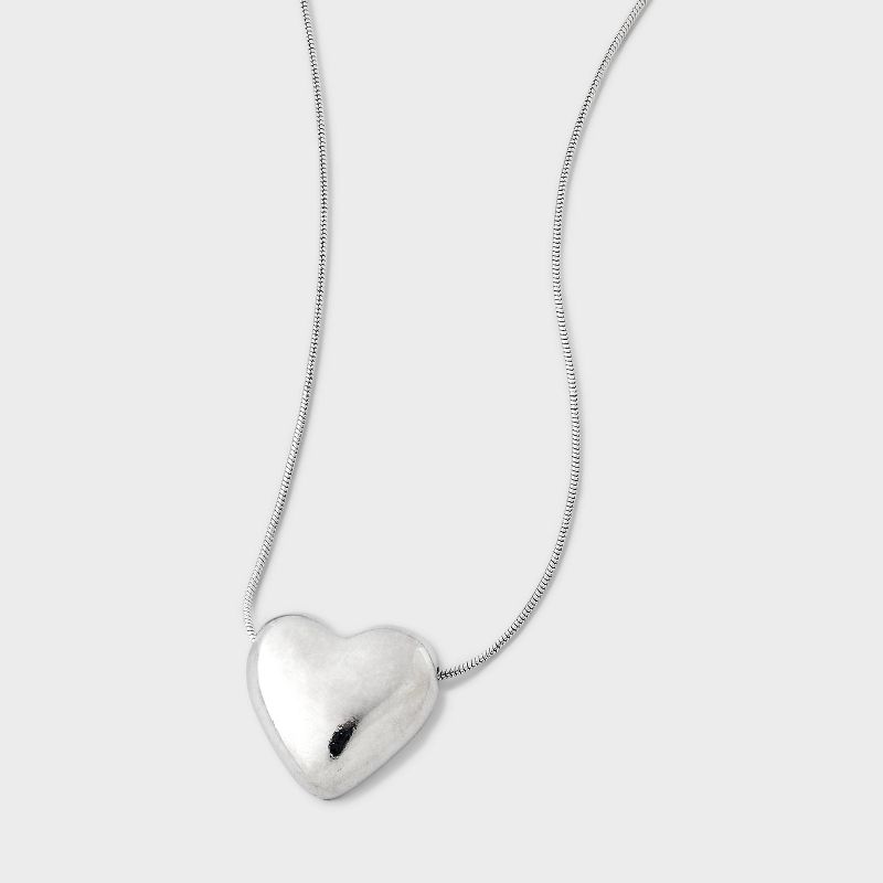 Slider Puffy Heart Necklace - Universal Thread&#8482; Silver, 1 of 5