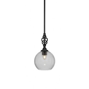 Toltec Lighting Elegante 1 - Light Pendant in  Matte Black with 11.75" Clear Bubble Shade - 1 of 1