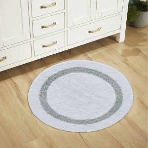 Hotel Bath Rug 100% Premium Cotton Tufted Weave Two Tone Reversible Bathroom Rug, Super Soft Absorbent, Machine Washable Bath Mat - 1 of 4