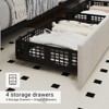 Modern Upholstered Bed Frame with Footboard, Adjustable Headboard, 4 Drawers Wooden and Slats Support - 2 of 4