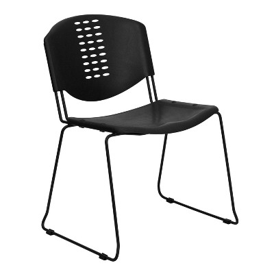 Emma and Oliver 400 lb. Capacity Black Plastic Stack Office Side Chair