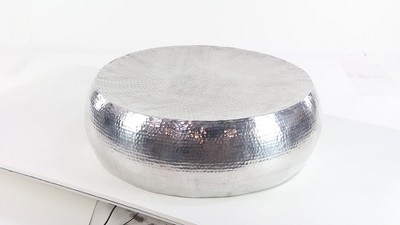 Elegant Hammered Silver Aluminum Round Coffee Table - 49"