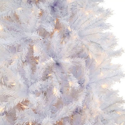 6.5' White Prelit Artificial Christmas Tree with Warm LED Lights