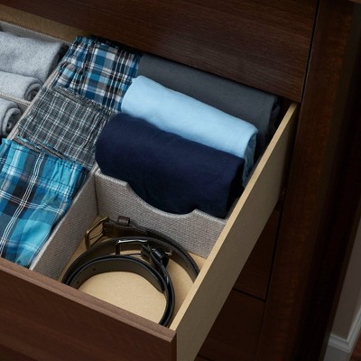 Small Silver Cardboard and Polyester Drawer Organizer Tray Set