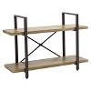 Danya B. 35.5" x 25" Two Level Rustic Shelving Unit Brown : Metal Frame, Laminated Surface, Open Back - 2 of 3