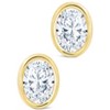 SHINE by Sterling Forever Sterling Silver Oval Cut Bezel Set Stud Earrings - 2 of 4