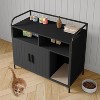 Nasitip Hidden Cat Litter Box Enclosure with Metal Frame & Storage Shelves, Modern Side Table Cat House, White/Black - 4 of 4