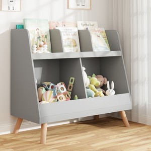 Arceso 2-Tier Kids Bookshelf and Toy Organizer,5 Cubbies, Modern Style, Wood, 32.4x12.5x27.3 inches, 32.5 pounds - 1 of 4
