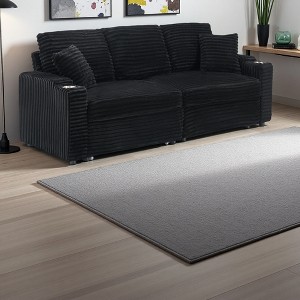 80" Corduroy 2-in-1 Pull-Out Sofa with Recliner & Cup Holder - 1 of 4