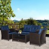 Outsunny 4 Pieces Patio Furniture Sets Rattan Wicker Chair w/ Table Outdoor Conversation Set with Cushion for Backyard Porch Garden Poolside and Deck - 3 of 4