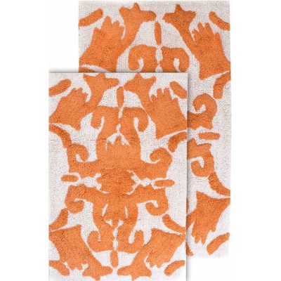 coral bath rug set